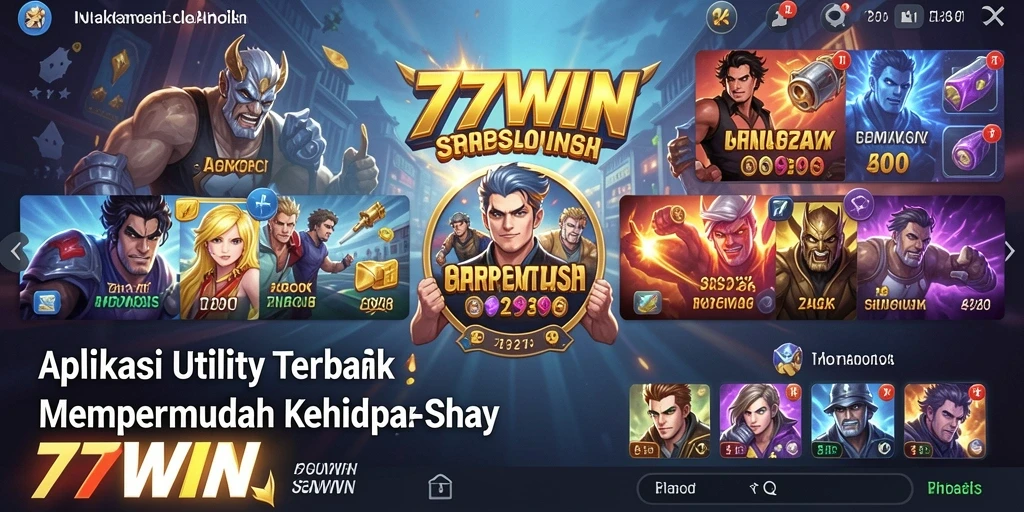 Screenshot 77WIN menampilkan antarmuka pengguna yang interaktif dan modern.