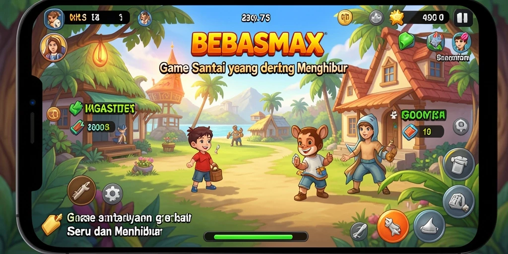 Tampilan seru gameplay BEBASMAX yang penuh warna.