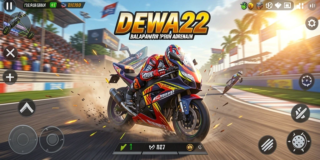 Tampilan gameplay seru di balapan motor DEWA22.