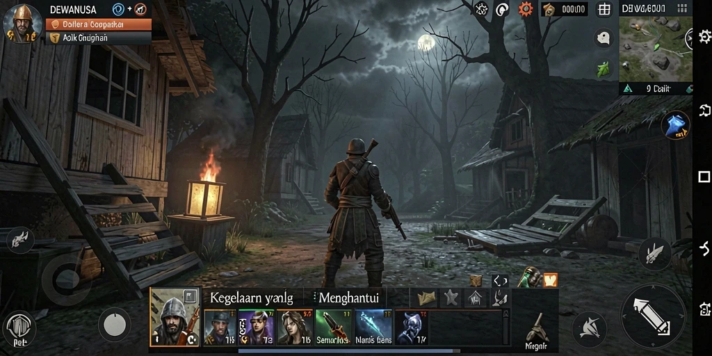 Screenshot gameplay DEWANUSA menampilkan keindahan dan kengerian yang memikat.