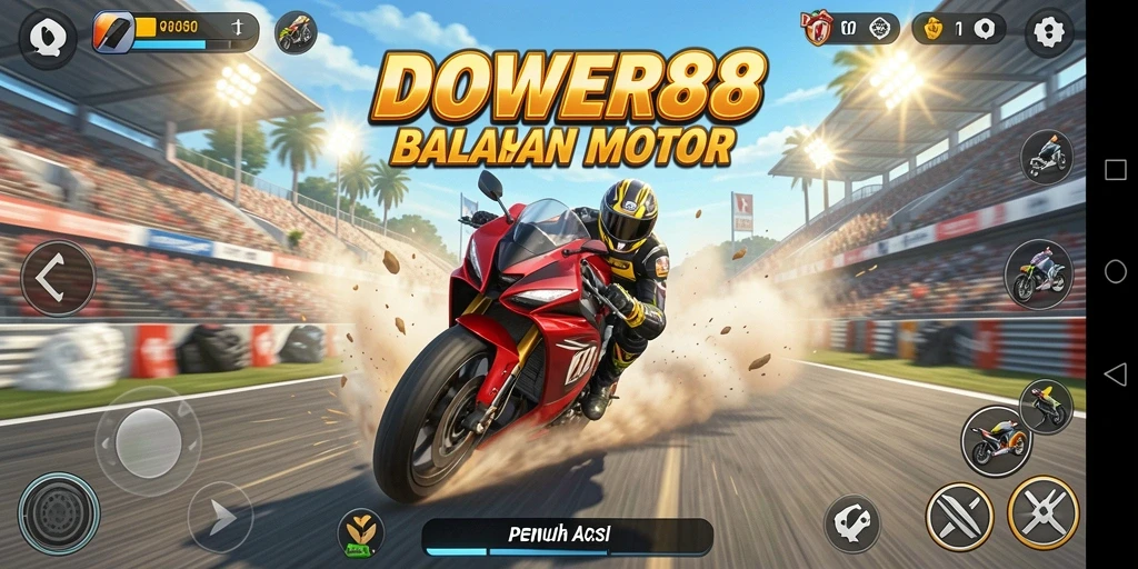 Tampilan balapan seru dari DOWER88 dengan motor kecepatan tinggi.