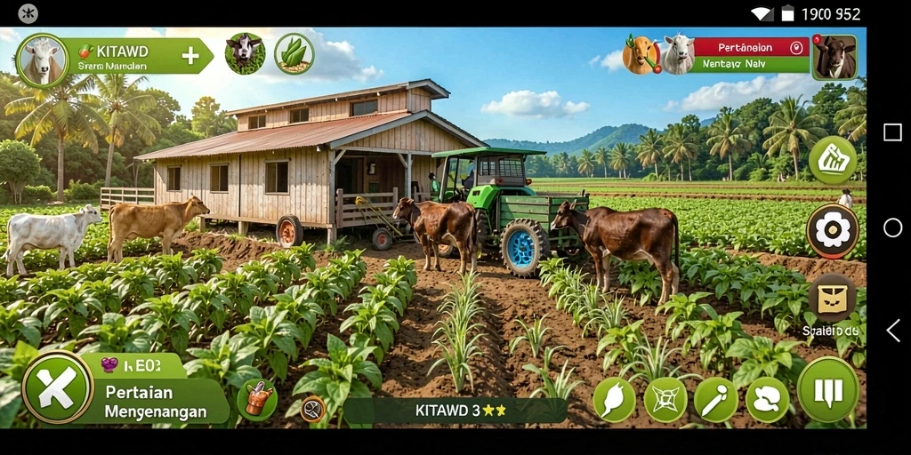 Tampilan gameplay pertanian yang menarik dan realistis di KITAWD.