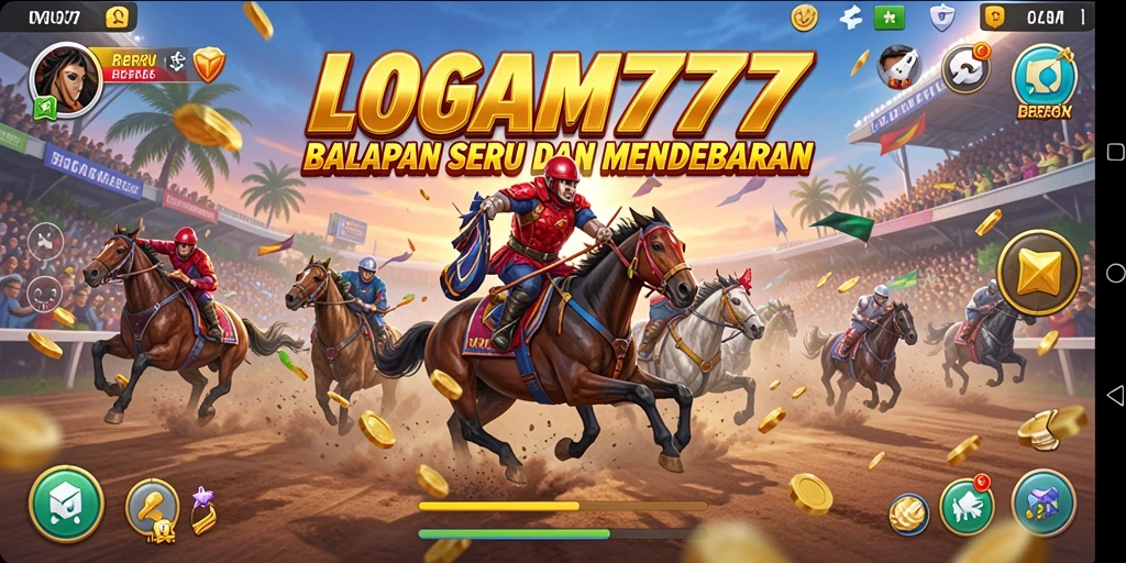 Tampilan gameplay LOGAM777 dengan mobil balap yang mendebarkan.