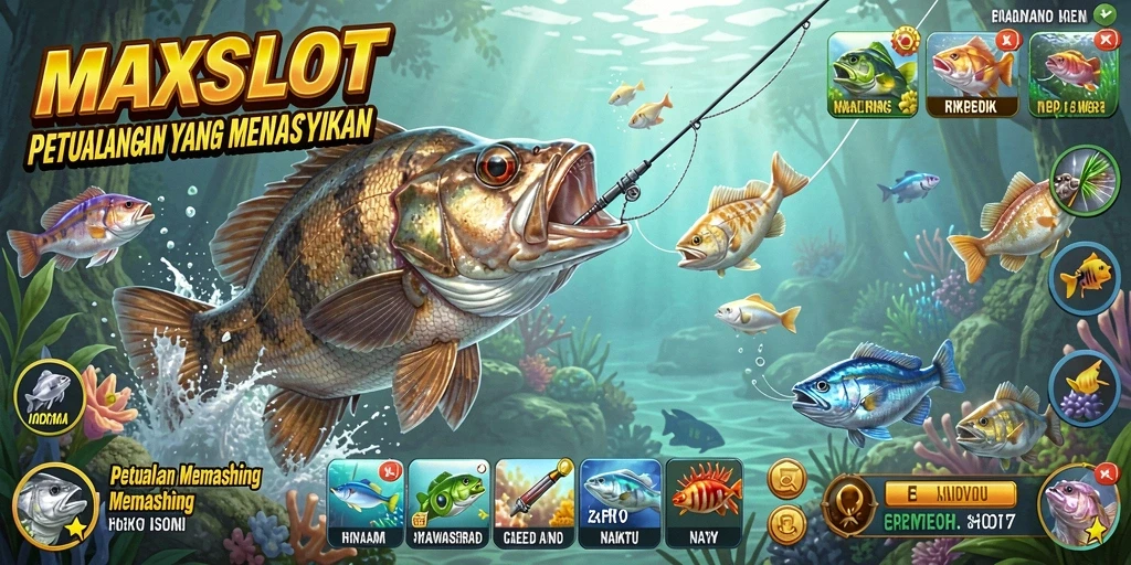 Tampilan gameplay MAXSLOT dengan aksi memancing yang menarik.