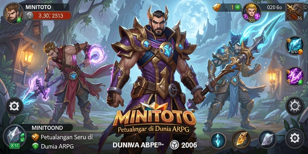 Tampilan seru gameplay ARPG MINITOTO dengan aksi karakter yang menegangkan.