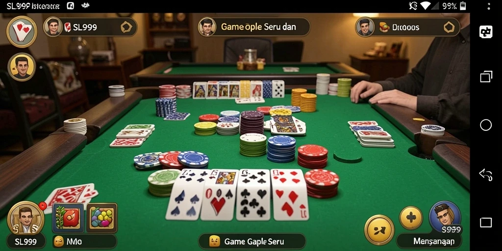 Tampilan gameplay seru dari SL999 dengan kartu Gaple.