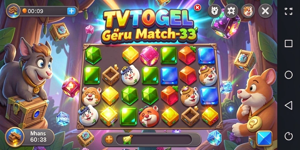 Gameplay seru TVTOGEL dengan elemen Match-3 yang menarik.